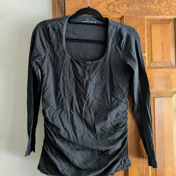 Abercombie and Fitch Maternity Long Sleeve Black Top - Picture 2 of 4
